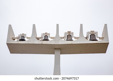 Brasília, DF, Brazil, November 14, 2021: Belfry Of The Metropolitan Cathedral Of Brasília With The Four Bells Donated By The Spanish Government On October 12, 1976. Portrait