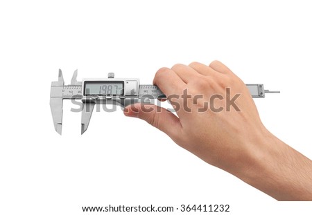 Dgital Electronic Vernier Caliper in Hand, isolated on white background