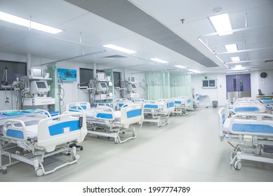In Dhaka, Bangladesh; at 2018-03-31 16:05:05.006; An empty hospital general ward also known as ICU, HCU, CCU.