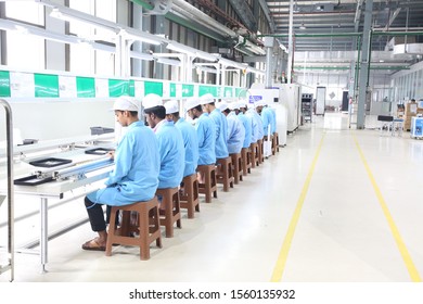 Dhaka - Bangladesh - 2019: Industrial Factory And Machinery, Lithium Battery Factory And Production Processing