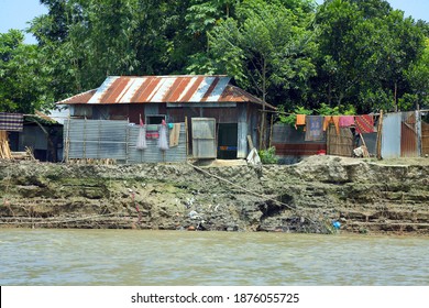 Dhaka - Bangladesh - 2020: Life on the banks of a river, Lifestyle Photos of rural people in Bangladesh 
