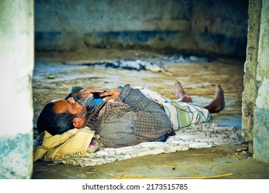 Dhaka - Bangladesh - 2022: Daily lifestyle photos of homeless people in Bangladesh 