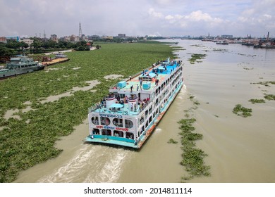 Dhaka, Bangladesh - 20th July 2021: People returning to their village by overcrowded passenger ferry on the occasion of Eid al-Adha