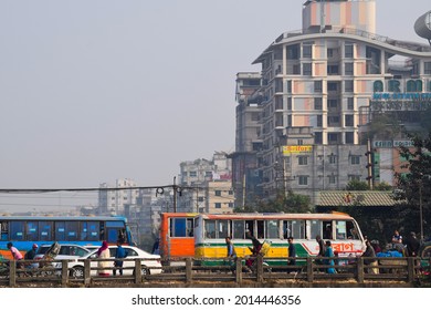 DHAKA, BANGLADESH - 5 JULY, 2021: The Busy City Of Bangladesh. Dhaka city. 