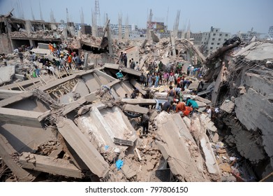 DHAKA, BANGLADESH - APRIL 24, 2013: A Top View Of Rana Plaza Building Which Collapse At Savar, Near Dhaka, Bangladesh April 24, 2013.