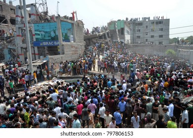 DHAKA, BANGLADESH - APRIL 24, 2013: A Top View Of Rana Plaza Building Which Collapse At Savar, Near Dhaka, Bangladesh April 24, 2013.