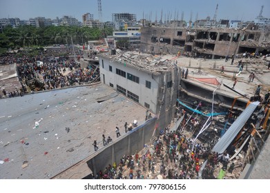 DHAKA, BANGLADESH - APRIL 24, 2013: A Top View Of Rana Plaza Building Which Collapse At Savar, Near Dhaka, Bangladesh April 24, 2013.