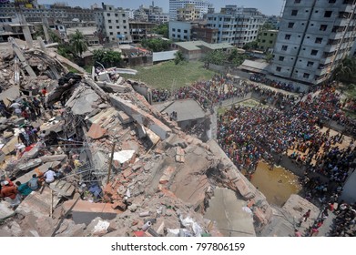 DHAKA, BANGLADESH - APRIL 24, 2013: A Top View Of Rana Plaza Building Which Collapse At Savar, Near Dhaka, Bangladesh April 24, 2013.