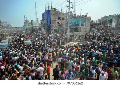 DHAKA, BANGLADESH - APRIL 24, 2013: A Top View Of Rana Plaza Building Which Collapse At Savar, Near Dhaka, Bangladesh April 24, 2013.