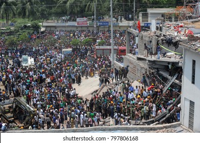 DHAKA, BANGLADESH - APRIL 24, 2013: A Top View Of Rana Plaza Building Which Collapse At Savar, Near Dhaka, Bangladesh April 24, 2013.