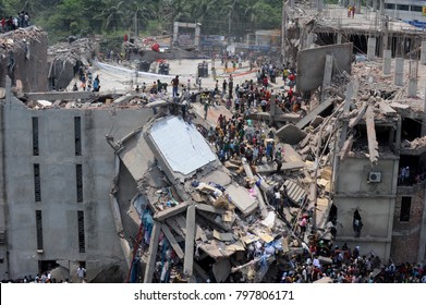 DHAKA, BANGLADESH - APRIL 24, 2013: A Top View Of Rana Plaza Building Which Collapse At Savar, Near Dhaka, Bangladesh April 24, 2013.