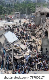 DHAKA, BANGLADESH - APRIL 24, 2013: A Top View Of Rana Plaza Building Which Collapse At Savar, Near Dhaka, Bangladesh April 24, 2013.