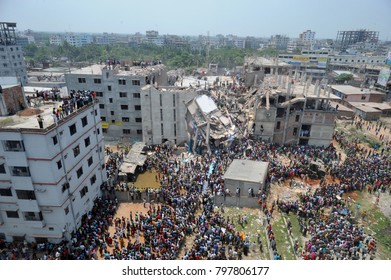 DHAKA, BANGLADESH - APRIL 24, 2013: A Top View Of Rana Plaza Building Which Collapse At Savar, Near Dhaka, Bangladesh April 24, 2013.