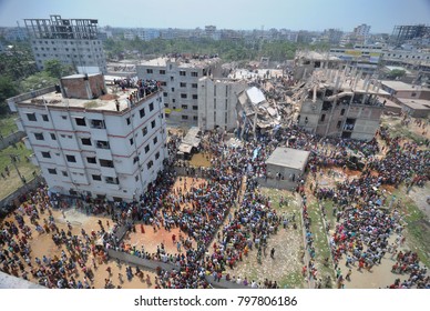 DHAKA, BANGLADESH - APRIL 24, 2013: A Top View Of Rana Plaza Building Which Collapse At Savar, Near Dhaka, Bangladesh April 24, 2013.