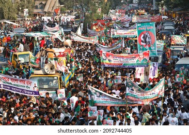 Dhaka, Bangladesh - December 18, 2021: Ruling Party Awami League Pulls Out Huge Rally From Suhrawardy Udyan In Dhaka To Mark Victory Day And Bangabandhu's Birth Centenary.