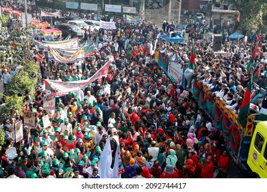 Dhaka, Bangladesh - December 18, 2021: Ruling Party Awami League Pulls Out Huge Rally From Suhrawardy Udyan In Dhaka To Mark Victory Day And Bangabandhu's Birth Centenary.