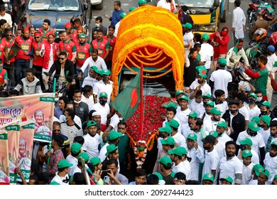 Dhaka, Bangladesh - December 18, 2021: Ruling Party Awami League Pulls Out Huge Rally From Suhrawardy Udyan In Dhaka To Mark Victory Day And Bangabandhu's Birth Centenary.