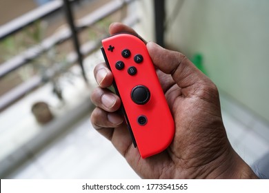 Dhaka, Bangladesh - May 19 2020: Nintendo Switch Joy Con Game Controller