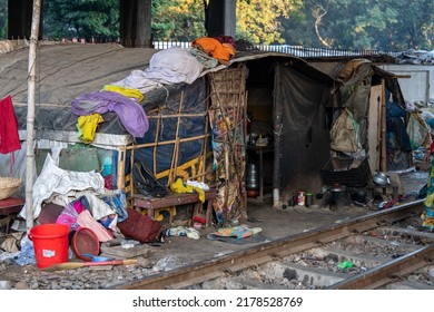 Dhaka, Bangladesh - November 2019: Overcrowded Slum Area At Dhaka, Bangladesh.