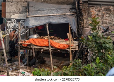 Dhaka, Bangladesh - November 2019: Overcrowded Slum Area At Dhaka, Bangladesh.