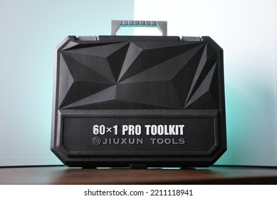 Dhaka, Bangladesh - October 3 2022: A Tool Kit Box Full Of Tools On A Desk 