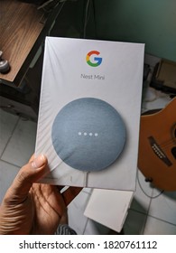 Dhaka, Bangladesh - September 20 2020: Packet Of Google Nest Hub Mini