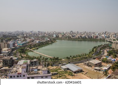  Dhaka Downtown Top View. Dhaka City Aerial View. Dhaka Gulshan, Central Business Area From Above.