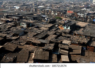 Dharavi, Mumbai, Maharashtra, India, Asia, Aug, 13, 2012 - Aerial View Of Asia's Largest Slums Dharavi In Mumbai