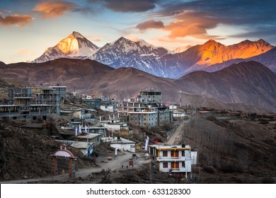 Dhaulagiri View From Muktinath Annapurna Circuit Trek In Nepal