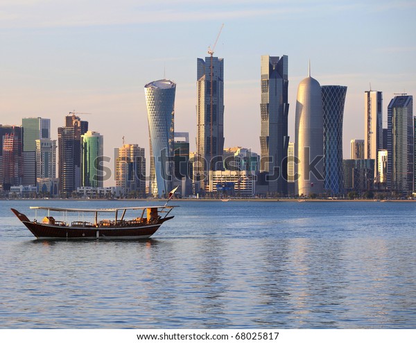 Dhow Returns Harbour Doha Qatar Sunset Stock Photo (Edit Now) 68025817