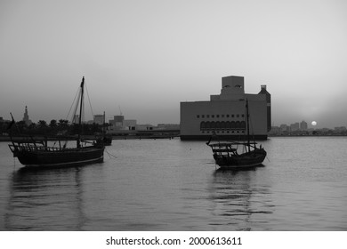 Dhow Sunset Scenes In Doha Qatar