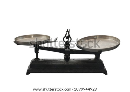 Di cut Antique weighing scale on white background