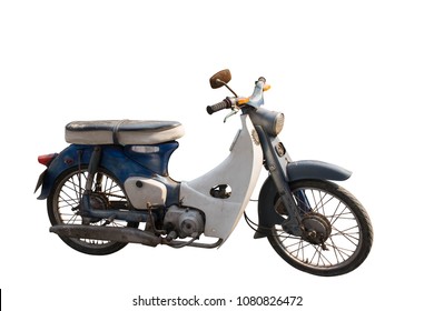 Di Cut Old Motorcycle On White Background,copy Space