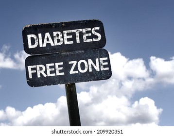 Diabetes Free Zone sign with clouds and sky background 