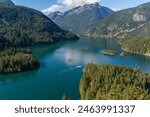 Diablo Lake Overlook at Ross Lake near the town of Mazama in the North Cascades mountains, Washington State, USA.