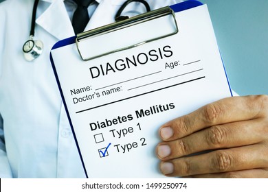 Diagnosis Diabetes Mellitus Type 2 In A Medical Form.