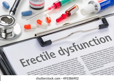 The diagnosis Erectile dysfunction written on a clipboard
