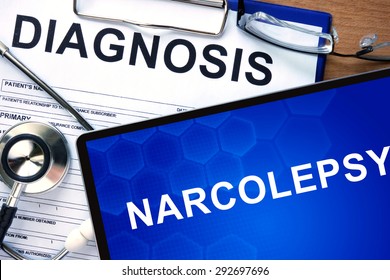 Diagnosis  Narcolepsy On A Tablet And Stethoscope.