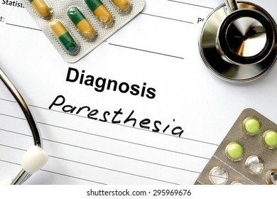  Diagnosis Paresthesia, Pills And Stethoscope.