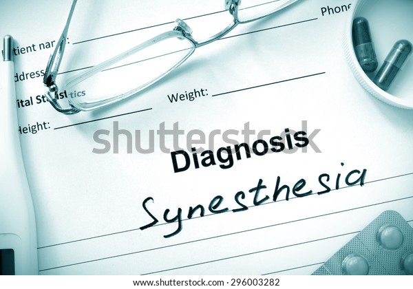  Diagnosis  Synesthesia, pills and stethoscope.