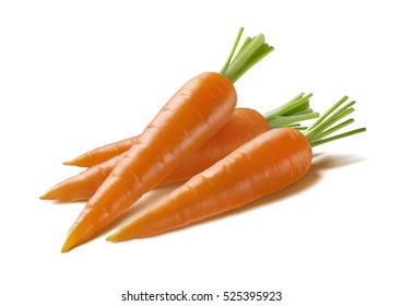 Diagonal Fresh Carrots Isolated On White Background As Package Design Element