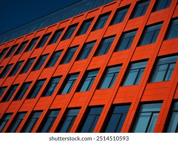 Diagonal red windows rows architecture background