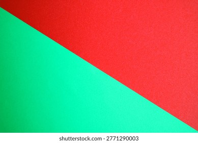 Diagonal Split Two Tone Background with Vibrant Red and Bright Green Textured Paper Surface Style