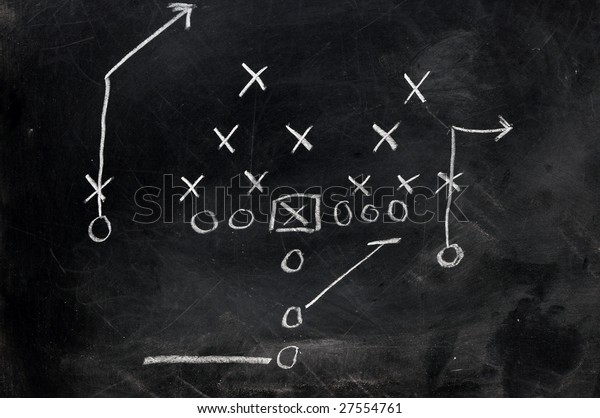 Diagram Football Play On Black Chalkboard Stock Photo (Edit Now) 27554761