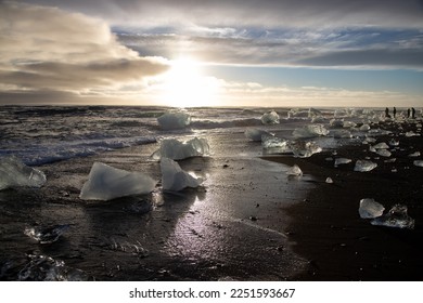 Diamond beach with icebergs in Iceland