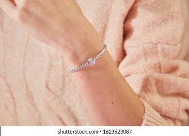 Diamond Bracelet On Fashion Woman Hand