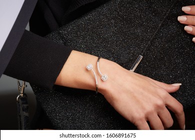 Diamond Bracelet On Woman Hand