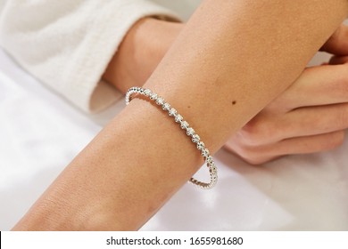 Diamond Bracelet On Woman Hand