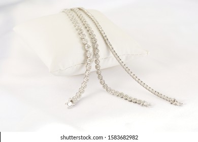 Diamond Bracelets On White Background