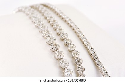 Diamond Bracelets On White Background